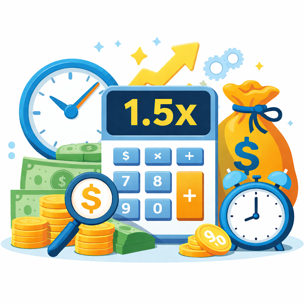 1.5倍加班费计算器 (Time-and-a-Half Calculator) tool icon